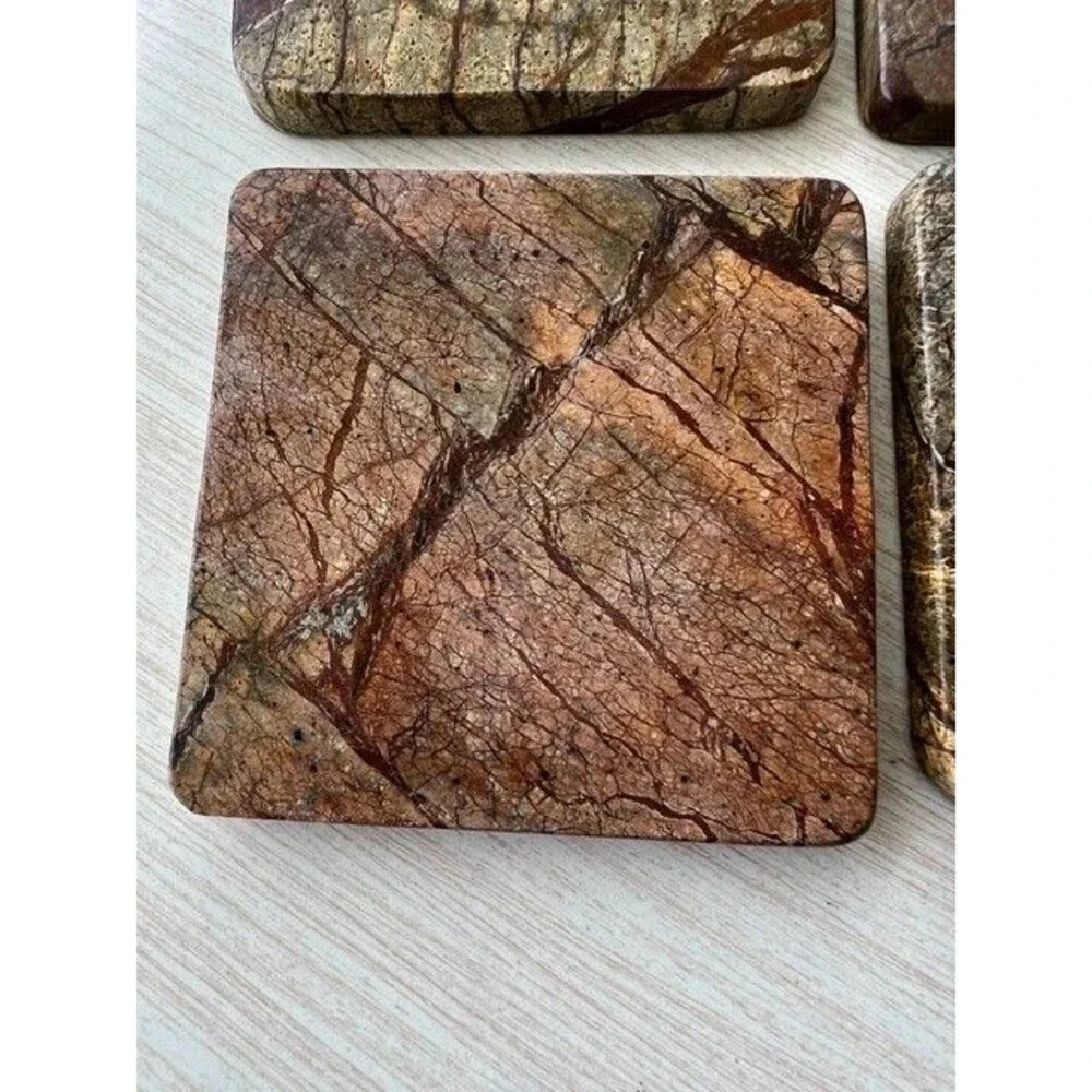 Rainforest Brown Marble Coasters 4” Square (set of 4)